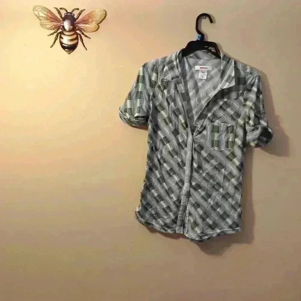 Bongo, blousy, size medium, greens and gray